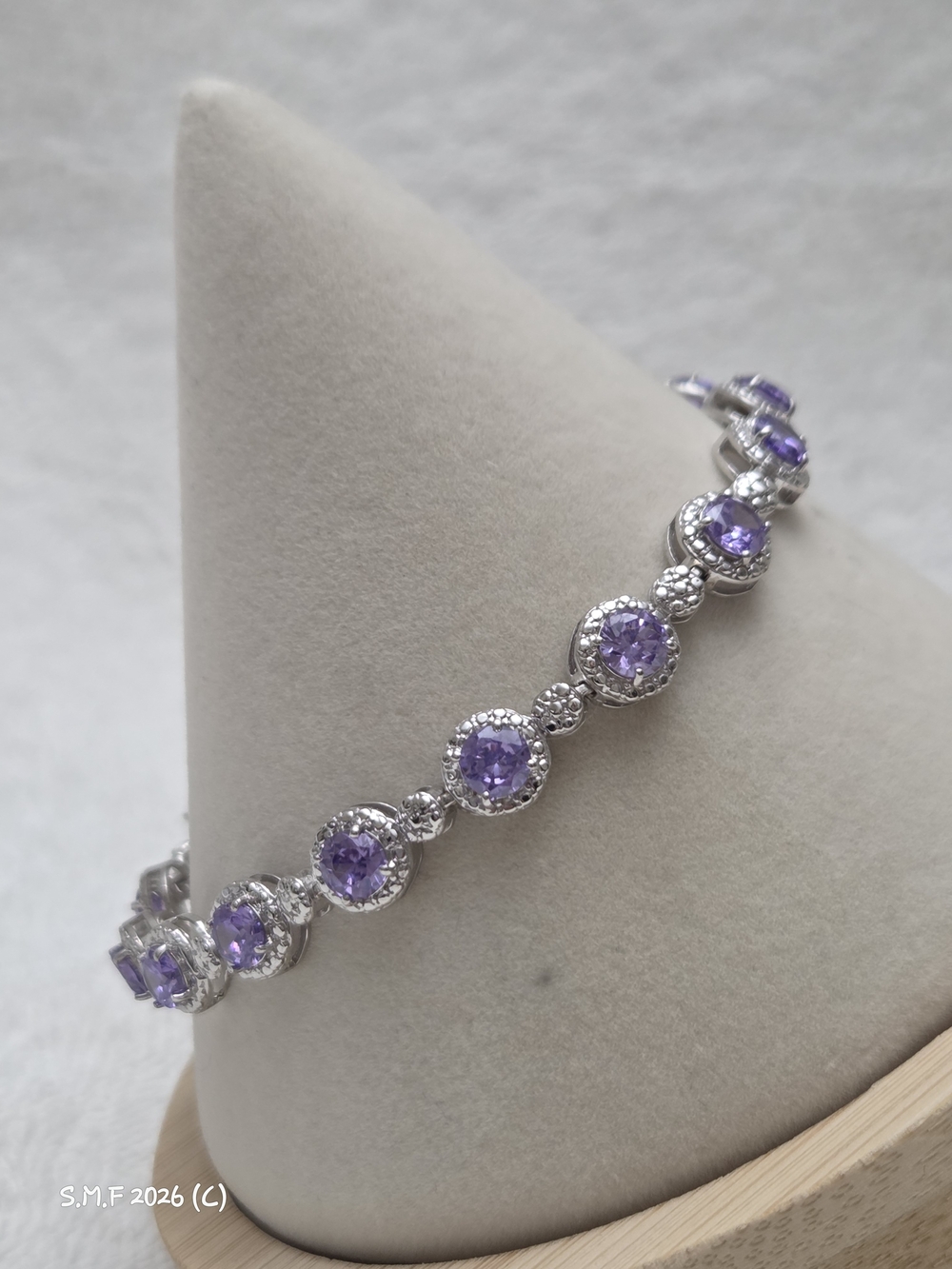Simulated Purple Sapphire Halo Tennis Bracelet
